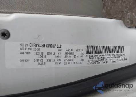 2011 Chrysler Town & Country Touring z USA, uszkodzony, nr VIN 2A4RR5DG1BR645437